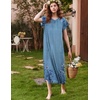 Ekouaer Womens Nightgown Long Nightgowns Full Length Moo Moos with Pockets(Blue Ink Flower)