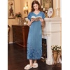 Ekouaer Womens Nightgown Long Nightgowns Full Length Moo Moos with Pockets(Blue Ink Flower)