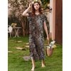 Ekouaer Womens Nightgown Long Nightgowns Full Length Moo Moos with Pockets(Brown Leopard Print)