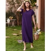 Ekouaer Womens Nightgown Long Nightgowns Full Length Moo Moos with Pockets(Dark Violet)