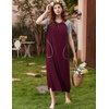 Ekouaer Womens Nightgown Long Nightgowns Full Length Moo Moos with Pockets(Fuchsia/Grey)