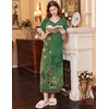 Ekouaer Womens Nightgown Long Nightgowns Full Length Moo Moos with Pockets(Green Ethnic Style)