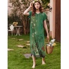 Ekouaer Womens Nightgown Long Nightgowns Full Length Moo Moos with Pockets(Green Ethnic Style)