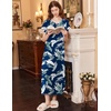 Ekouaer Womens Nightgown Long Nightgowns Full Length Moo Moos with Pockets(Navy Leaves)