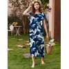 Ekouaer Womens Nightgown Long Nightgowns Full Length Moo Moos with Pockets(Navy Leaves)