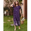 Ekouaer Womens Nightgown Long Nightgowns Full Length Moo Moos with Pockets(Purple Flower)