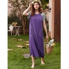 Ekouaer Womens Nightgown Long Nightgowns Full Length Moo Moos with Pockets(Purple/Grey)