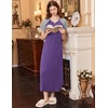 Ekouaer Womens Nightgown Long Nightgowns Full Length Moo Moos with Pockets(Purple/Grey)