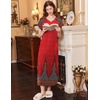 Ekouaer Womens Nightgown Long Nightgowns Full Length Moo Moos with Pockets(Red Ethnic Print)
