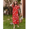 Ekouaer Womens Nightgown Long Nightgowns Full Length Moo Moos with Pockets(Red Snowman)