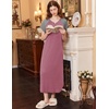 Ekouaer Womens Nightgown Long Nightgowns Full Length Moo Moos with Pockets(Red/Grey)