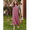 Ekouaer Womens Nightgown Long Nightgowns Full Length Moo Moos with Pockets(Red/Grey)