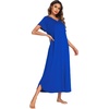 Ekouaer Womens Nightgown Long Nightgowns Full Length Moo Moos with Pockets(Snorkel Blue)