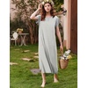 Ekouaer Womens Nightgown Long Nightgowns Full Length Moo Moos with Pockets(White Grey Stripe)