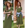 Ekouaer Womens Nursing Dress Breastfeeding Summer V Neck Maternity Dresses(Army Green)