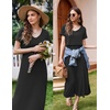 Ekouaer Womens Nursing Dress Breastfeeding Summer V Neck Maternity Dresses(Black)