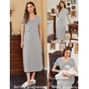 Ekouaer Womens Nursing Dress Breastfeeding Summer V Neck Maternity Dresses(Black Stripe)