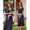 Ekouaer Womens Nursing Dress Breastfeeding Summer V Neck Maternity Dresses(Black-floral-white)
