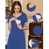 Ekouaer Womens Nursing Dress Breastfeeding Summer V Neck Maternity Dresses(Dark Blue)