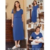 Ekouaer Womens Nursing Dress Breastfeeding Summer V Neck Maternity Dresses(Dark Blue)