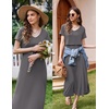 Ekouaer Womens Nursing Dress Breastfeeding Summer V Neck Maternity Dresses(Dark Grey)