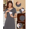 Ekouaer Womens Nursing Dress Breastfeeding Summer V Neck Maternity Dresses(Dark Grey)