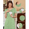 Ekouaer Womens Nursing Dress Breastfeeding Summer V Neck Maternity Dresses(Green Floral)