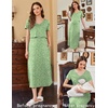 Ekouaer Womens Nursing Dress Breastfeeding Summer V Neck Maternity Dresses(Green Floral)