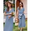 Ekouaer Womens Nursing Dress Breastfeeding Summer V Neck Maternity Dresses(Grey Blue)