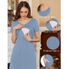 Ekouaer Womens Nursing Dress Breastfeeding Summer V Neck Maternity Dresses(Grey Blue)