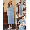 Ekouaer Womens Nursing Dress Breastfeeding Summer V Neck Maternity Dresses(Light Blue Floral)
