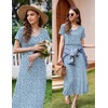 Ekouaer Womens Nursing Dress Breastfeeding Summer V Neck Maternity Dresses(Light Blue Floral)