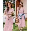 Ekouaer Womens Nursing Dress Breastfeeding Summer V Neck Maternity Dresses(Pink Floral)