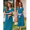 Ekouaer Womens Nursing Dress Breastfeeding Summer V Neck Maternity Dresses(Teal)