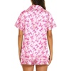 Ekouaer Womens Pajamas Silk Satin Short Sleeve Button Down Pjs Shorts Set(Bow Pink)