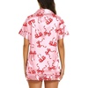 Ekouaer Womens Pajamas Silk Satin Short Sleeve Button Down Pjs Shorts Set(Bow Pink Red)