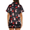 Ekouaer Womens Pajamas Silk Satin Short Sleeve Button Down Pjs Shorts Set(Christmas Black)