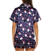 Ekouaer Womens Pajamas Silk Satin Short Sleeve Button Down Pjs Shorts Set(Christmas Navy)