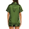 Ekouaer Womens Pajamas Silk Satin Short Sleeve Button Down Pjs Shorts Set(Dark Army Green)