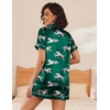 Ekouaer Womens Pajamas Silk Satin Short Sleeve Button Down Pjs Shorts Set(Dark Green-tiger)