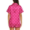 Ekouaer Womens Pajamas Silk Satin Short Sleeve Button Down Pjs Shorts Set(Heart Rose)