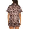 Ekouaer Womens Pajamas Silk Satin Short Sleeve Button Down Pjs Shorts Set(Leopard)