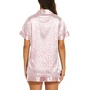 Ekouaer Womens Pajamas Silk Satin Short Sleeve Button Down Pjs Shorts Set(Leopard Pink)