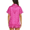 Ekouaer Womens Pajamas Silk Satin Short Sleeve Button Down Pjs Shorts Set(Leopard Rose)