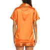 Ekouaer Womens Pajamas Silk Satin Short Sleeve Button Down Pjs Shorts Set(Orange)