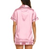 Ekouaer Womens Pajamas Silk Satin Short Sleeve Button Down Pjs Shorts Set(Pink)