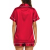 Ekouaer Womens Pajamas Silk Satin Short Sleeve Button Down Pjs Shorts Set(Red)