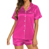 Ekouaer Womens Pajamas Silk Satin Short Sleeve Button Down Pjs Shorts Set(Rose)