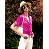 Ekouaer Womens Pajamas Silk Satin Short Sleeve Button Down Pjs Shorts Set(Rose)