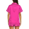 Ekouaer Womens Pajamas Silk Satin Short Sleeve Button Down Pjs Shorts Set(Rose)
